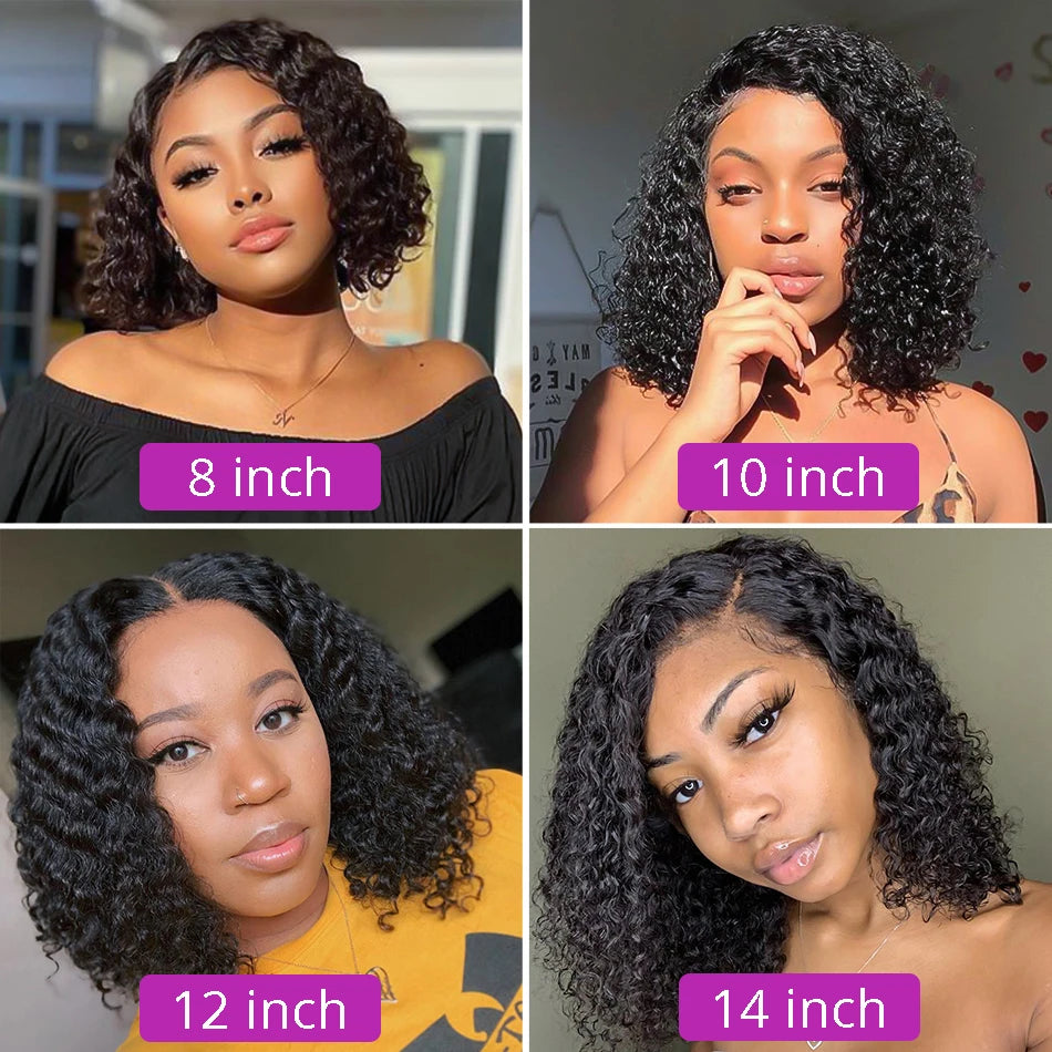 Curto Bob Lace Perucas Brasileiras 4x4 Bob Lace Fechamento Peruca Sem Cola Onda