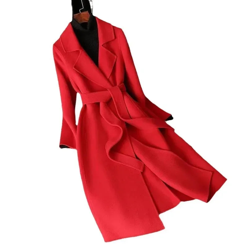 Moda Casaco de lã dupla face para mulheres