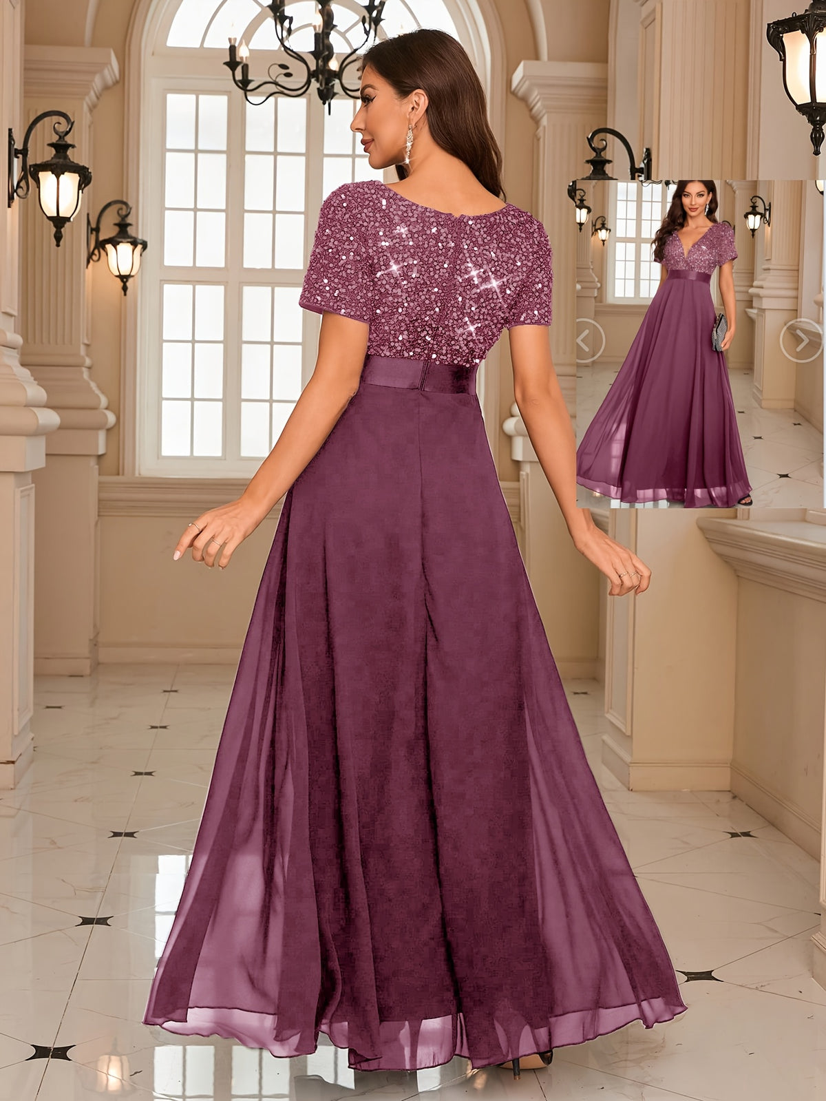 Vestido de coquetel elegante com decote em V
