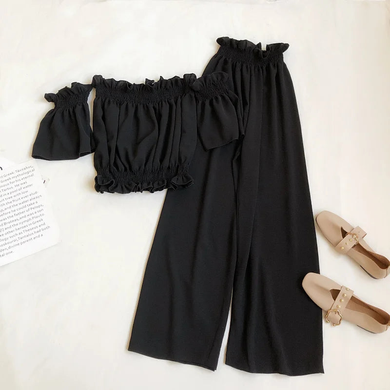 Conjunto Feminino de Verão | Blusa Casual Ombro a Ombro