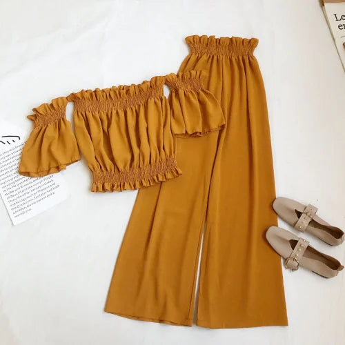 Conjunto Feminino de Verão | Blusa Casual Ombro a Ombro