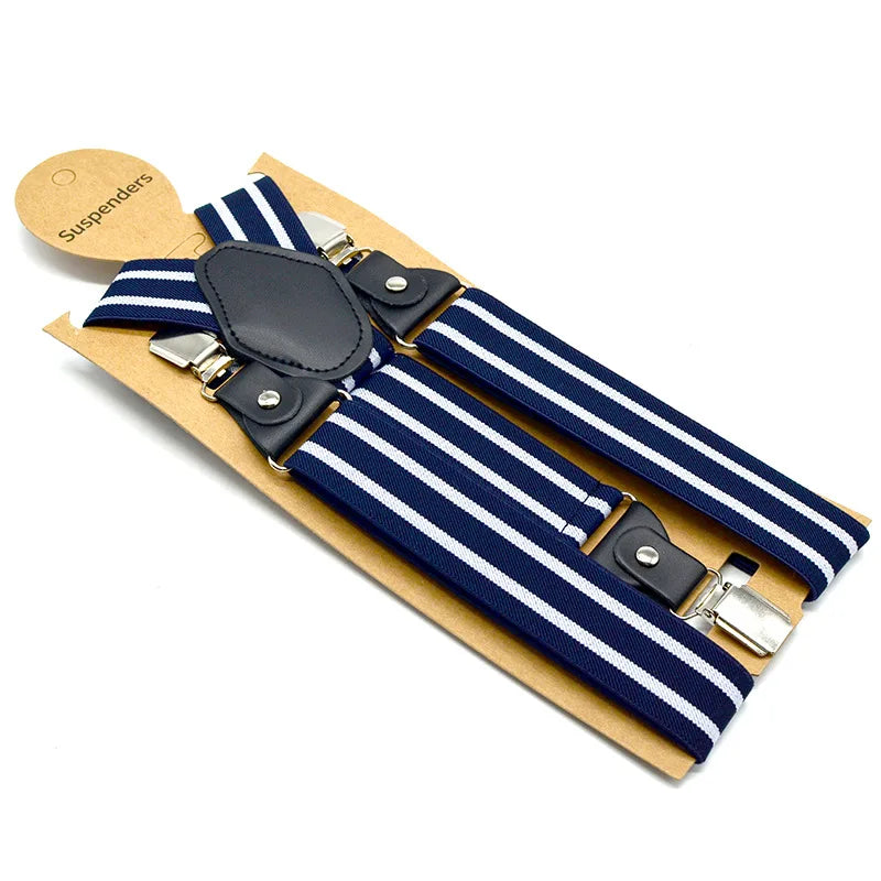 Suspenders Dress Belt Striped Navy Men Women Suspender Adult Braces Leather Adjustable 3 Clips Male Pants Straps Man 120cm*3.5cm