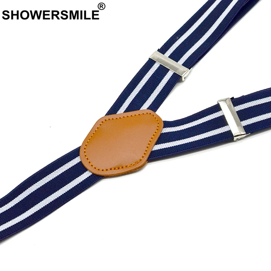 Suspenders Dress Belt Striped Navy Men Women Suspender Adult Braces Leather Adjustable 3 Clips Male Pants Straps Man 120cm*3.5cm