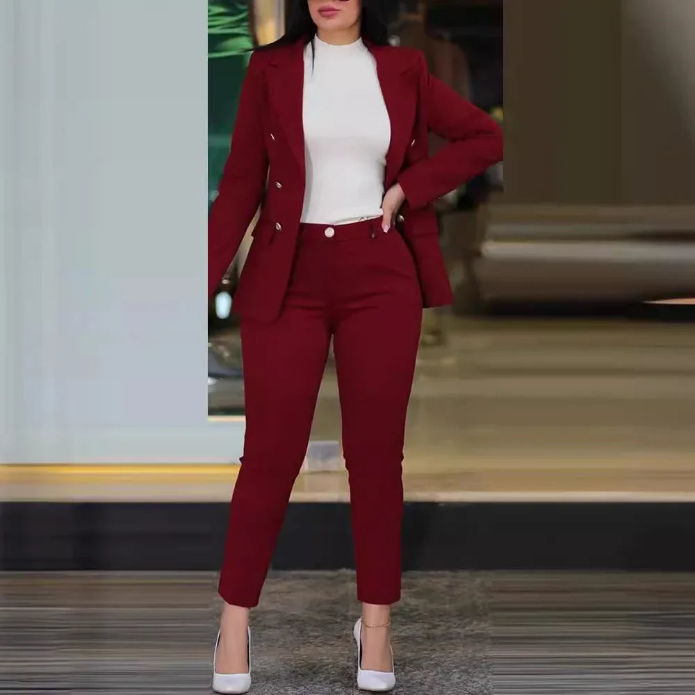 Conjunto de roupas de escritório feminino 2 peças