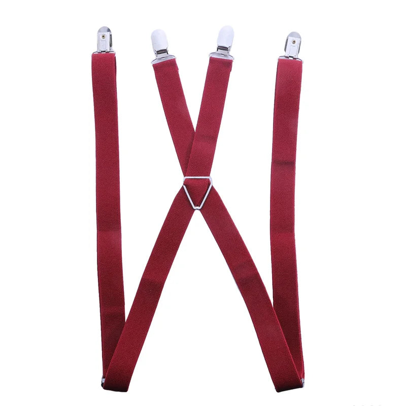 Suspenders Men Adjustable Elastic X Back Pants Women Suspender for Trousers 2.5CM Width 4 Clips Adjustable Elastic Back Braces