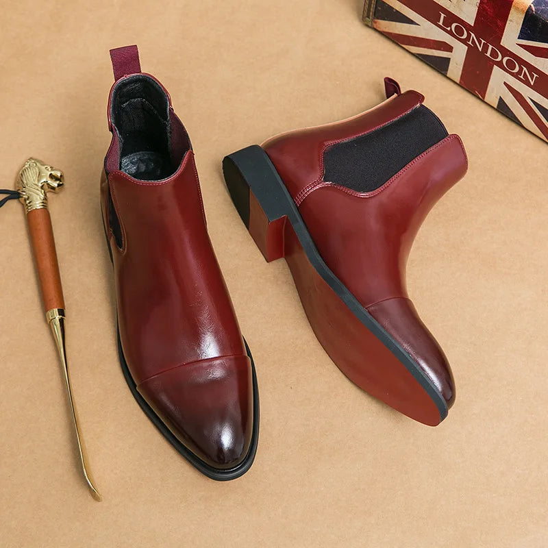 Botas masculinas de couro de marca de luxo