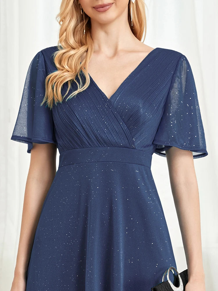 Vestido de noite longo com decote em V