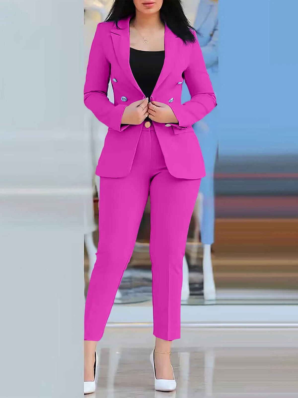 Conjunto de roupas de escritório feminino 2 peças