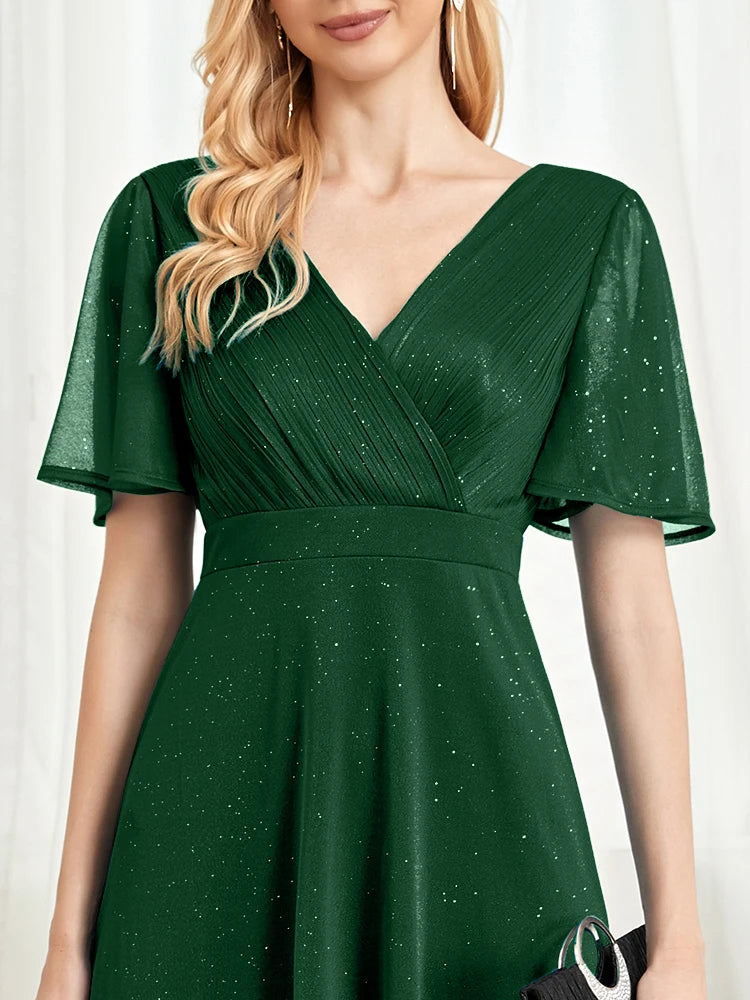 Vestido de noite longo com decote em V