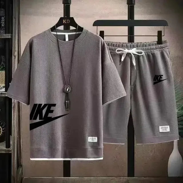 Verão moda masculina respirável basquete fitness lazer esportes terno manga