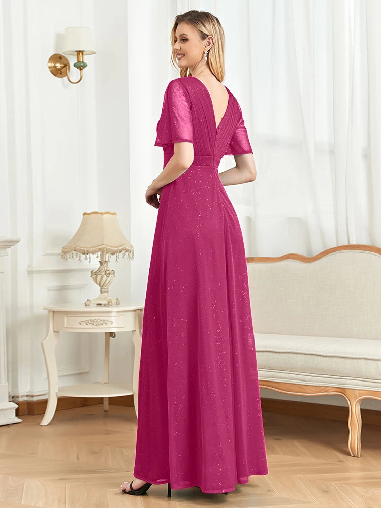 Vestido de noite longo com decote em V