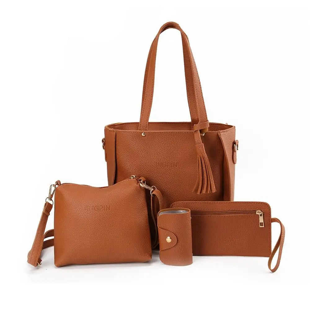 Conjunto Padrão Couro Bolsas de Ombro Bolsa Senhoras