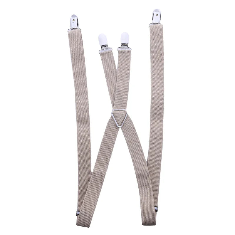 Suspenders Men Adjustable Elastic X Back Pants Women Suspender for Trousers 2.5CM Width 4 Clips Adjustable Elastic Back Braces