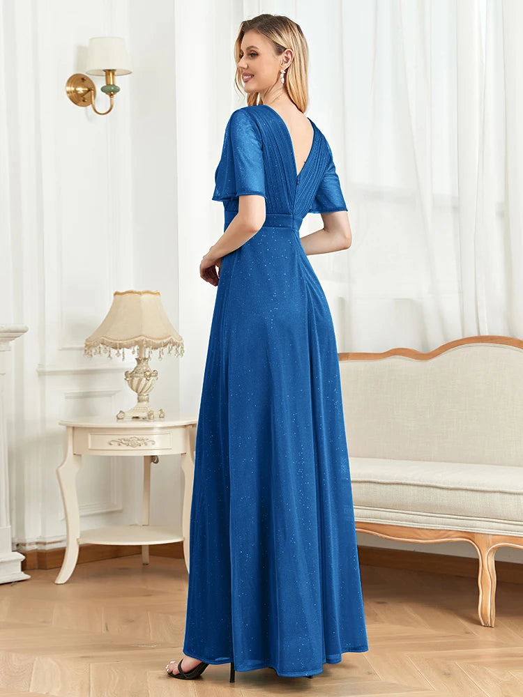Vestido de noite longo com decote em V