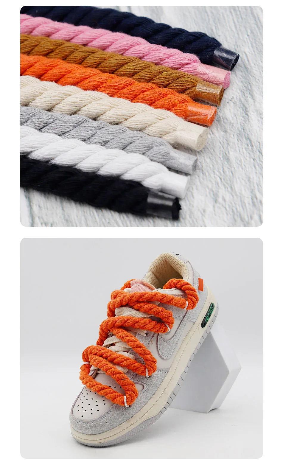 New Fashion 10MM Width Round Linen Shoelaces for Sneakers Suitable Board Shoes Canvas AF1/AJ Shoe Rope Sport Shoelace Decoration