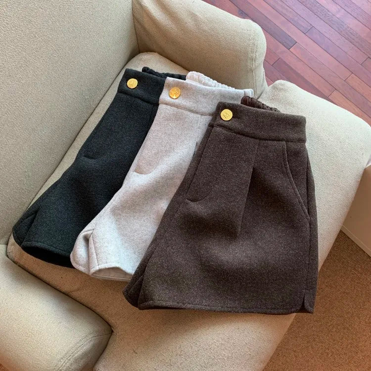 Shorts de lã femininos
