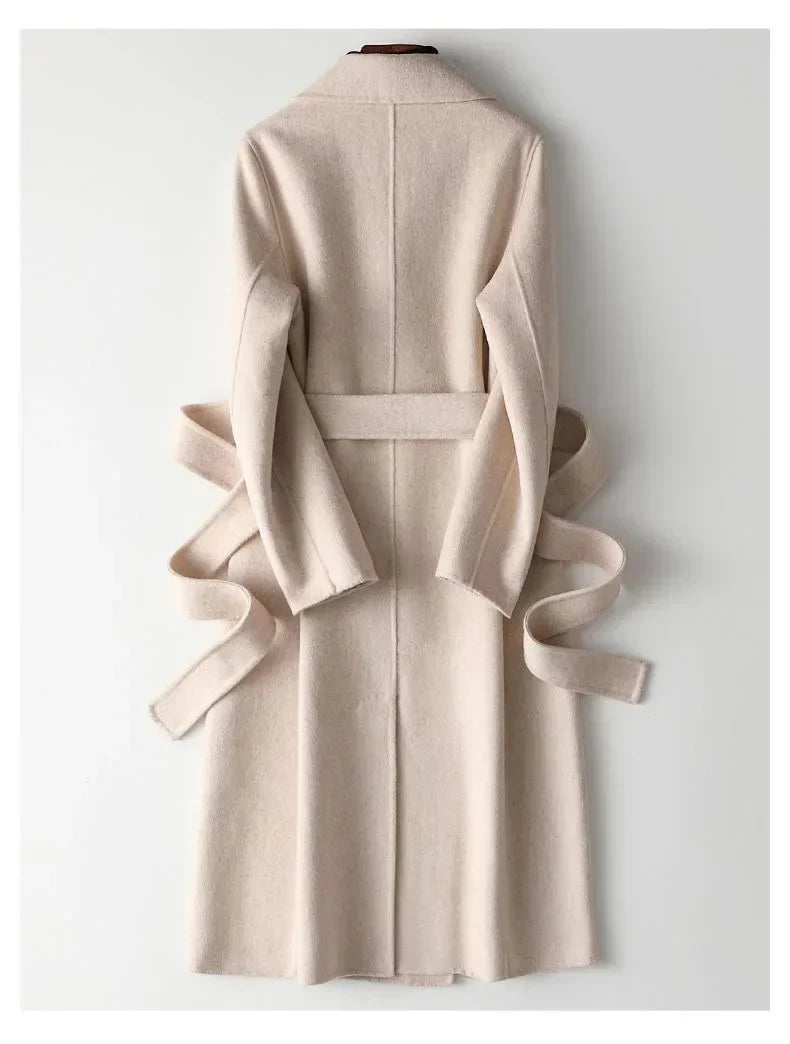 Moda Casaco de lã dupla face para mulheres
