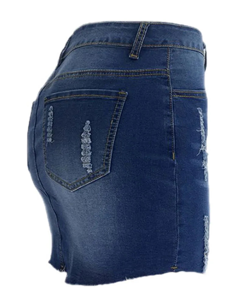 Saia jeans curta feminina casual