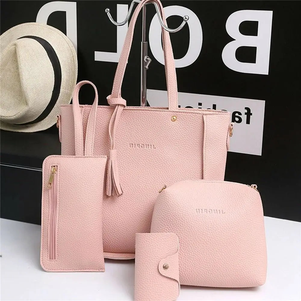 Conjunto Padrão Couro Bolsas de Ombro Bolsa Senhoras