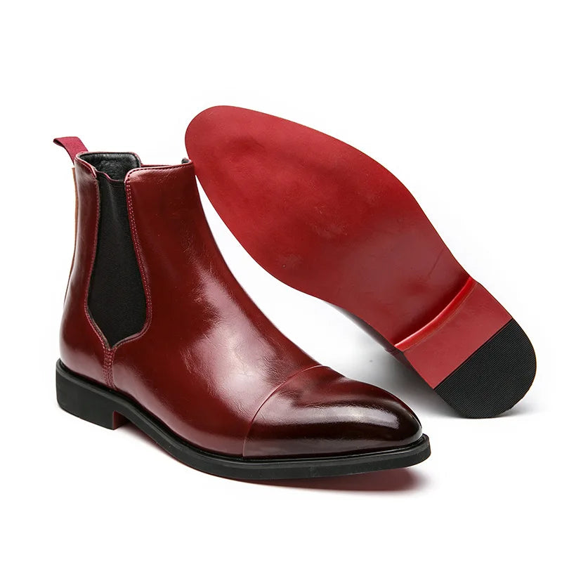 Botas masculinas de couro de marca de luxo