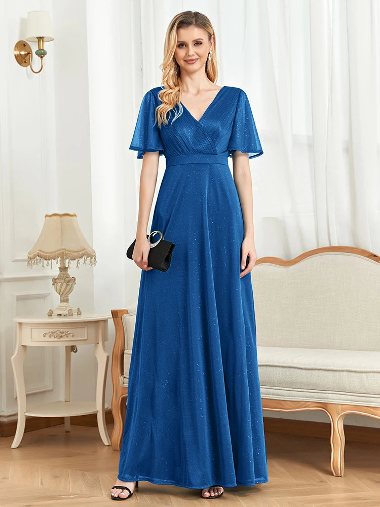 Vestido de noite longo com decote em V