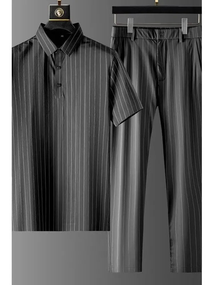 erno Masculino Casual Relaxado Confortável Respirável Alta Qualidade Plus Size Conjunto de Duas Peças