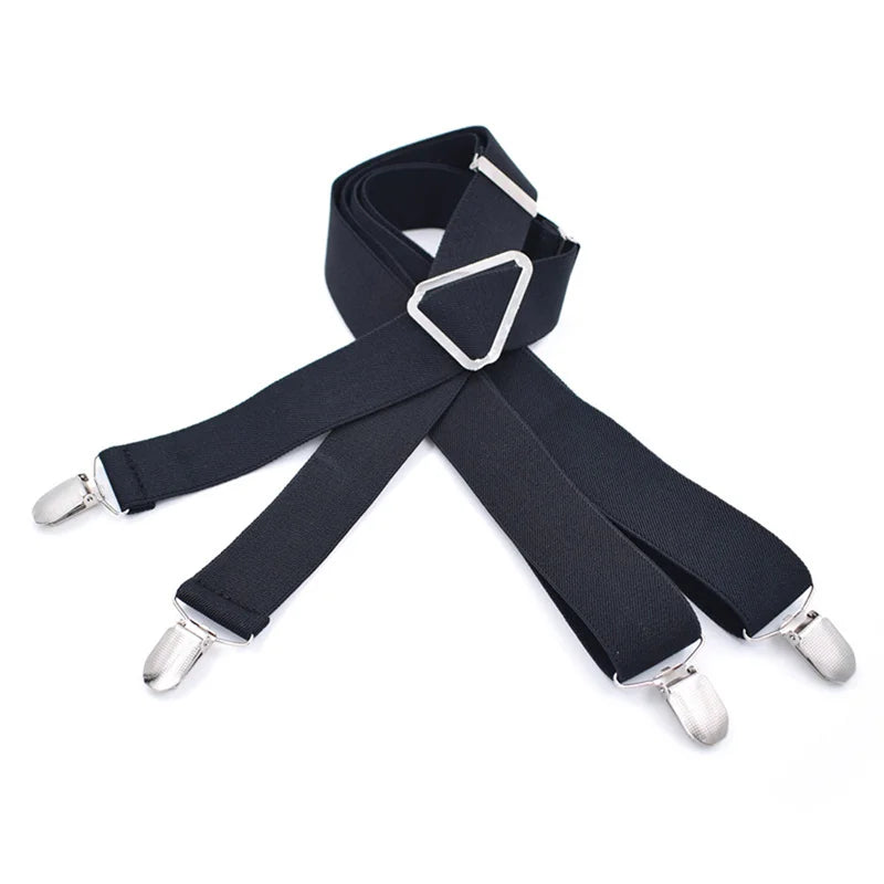 Suspenders Men Adjustable Elastic X Back Pants Women Suspender for Trousers 2.5CM Width 4 Clips Adjustable Elastic Back Braces