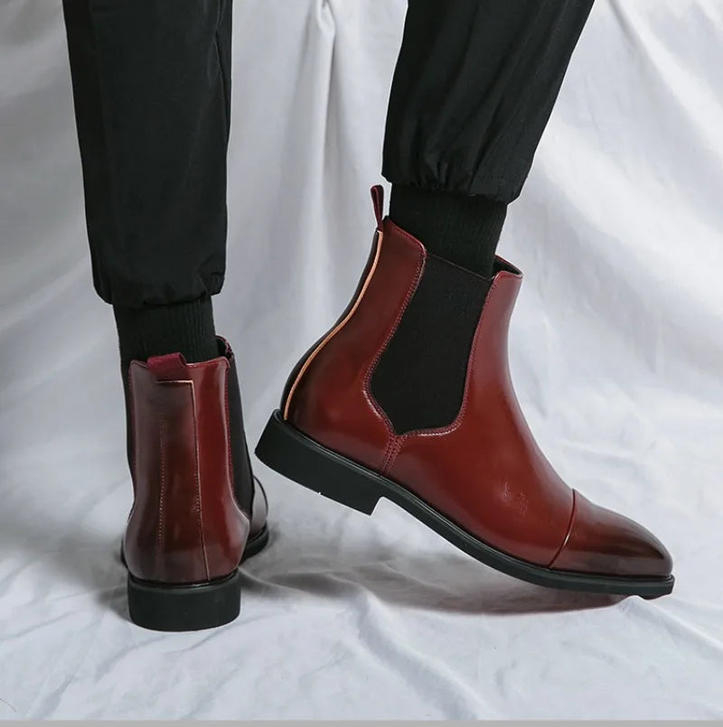 Botas masculinas de couro de marca de luxo