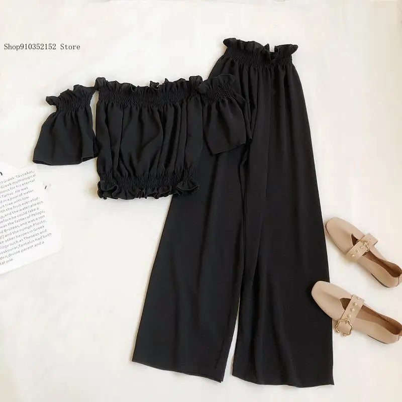 Conjunto Feminino de Verão | Blusa Casual Ombro a Ombro