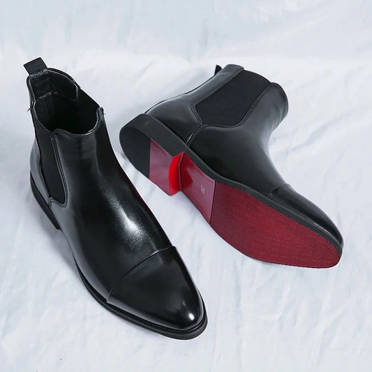 Botas masculinas de couro de marca de luxo