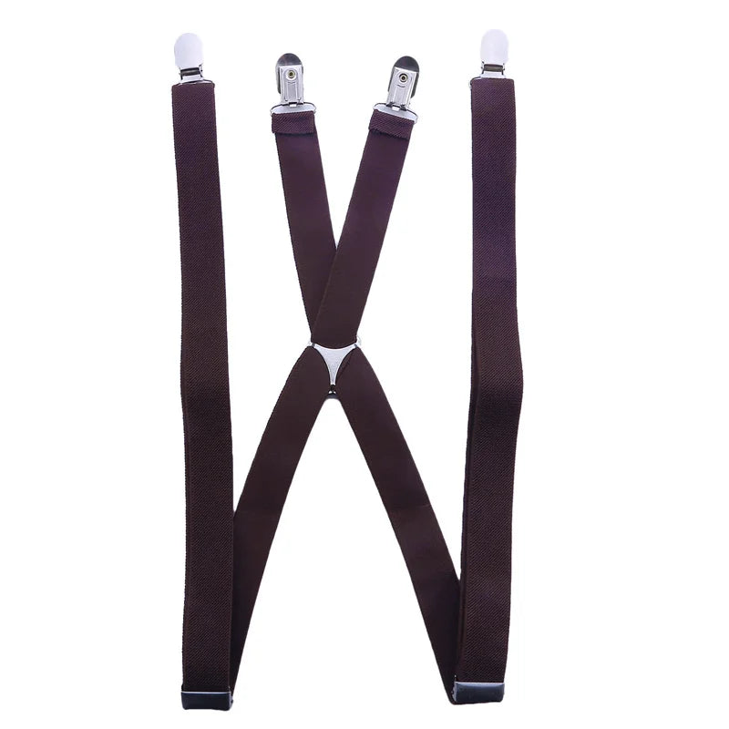 Suspenders Men Adjustable Elastic X Back Pants Women Suspender for Trousers 2.5CM Width 4 Clips Adjustable Elastic Back Braces