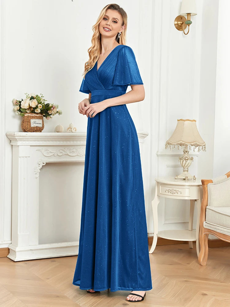 Vestido de noite longo com decote em V