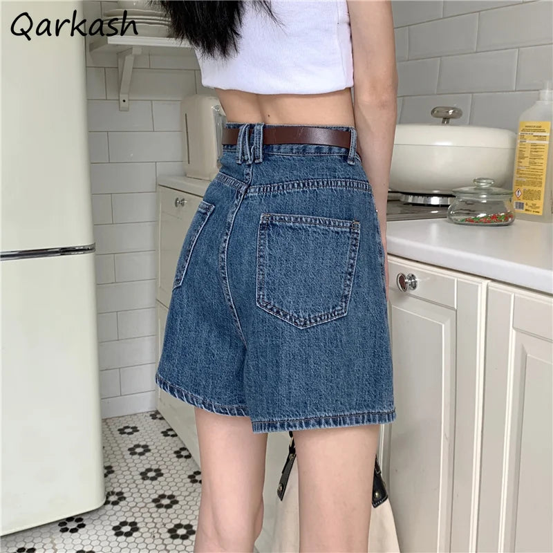 Shorts  feminino casual solto cintura alta elegante