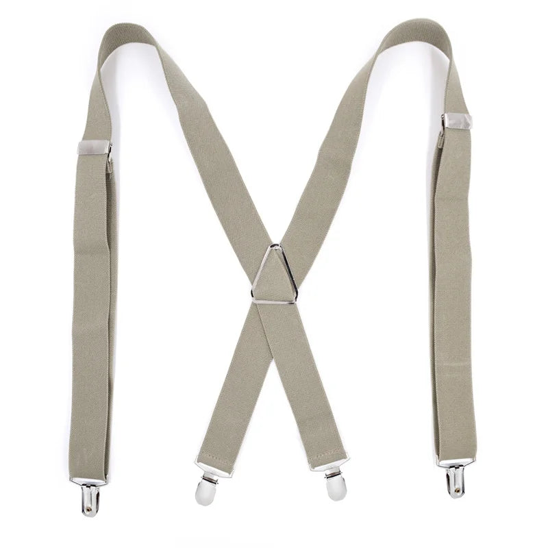 Suspenders Men Adjustable Elastic X Back Pants Women Suspender for Trousers 2.5CM Width 4 Clips Adjustable Elastic Back Braces