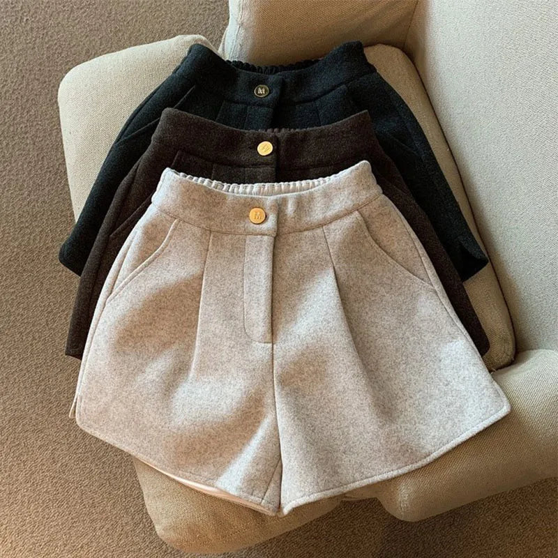 Shorts de lã femininos