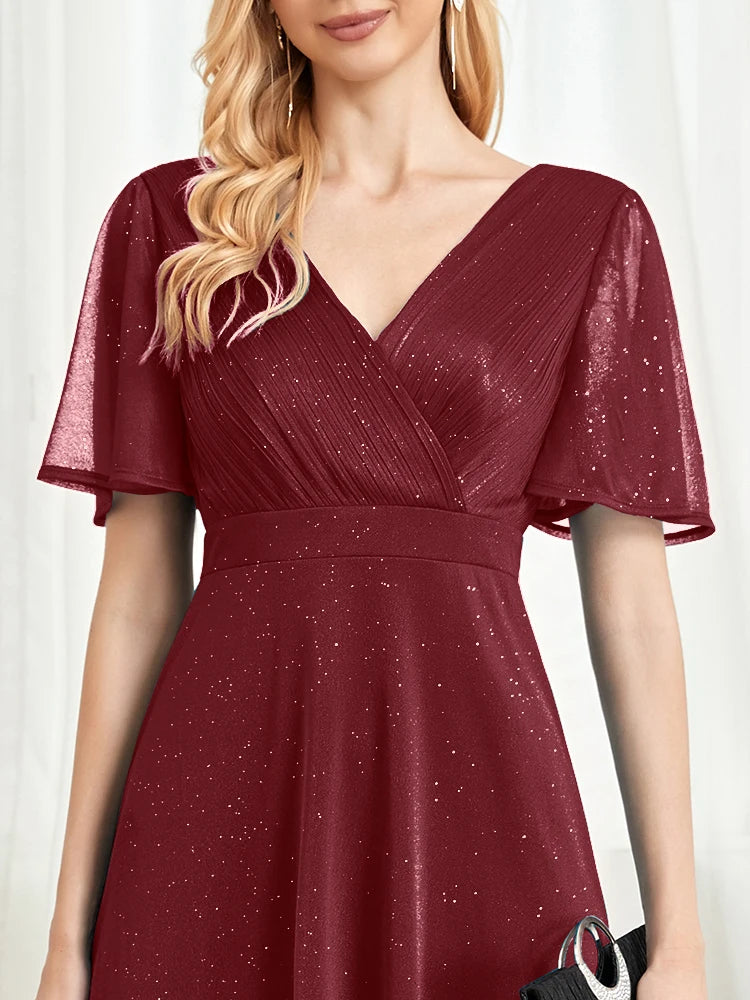 Vestido de noite longo com decote em V
