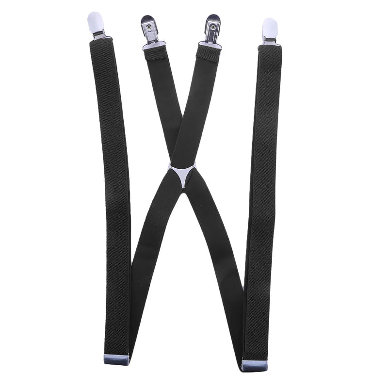 Suspenders Men Adjustable Elastic X Back Pants Women Suspender for Trousers 2.5CM Width 4 Clips Adjustable Elastic Back Braces