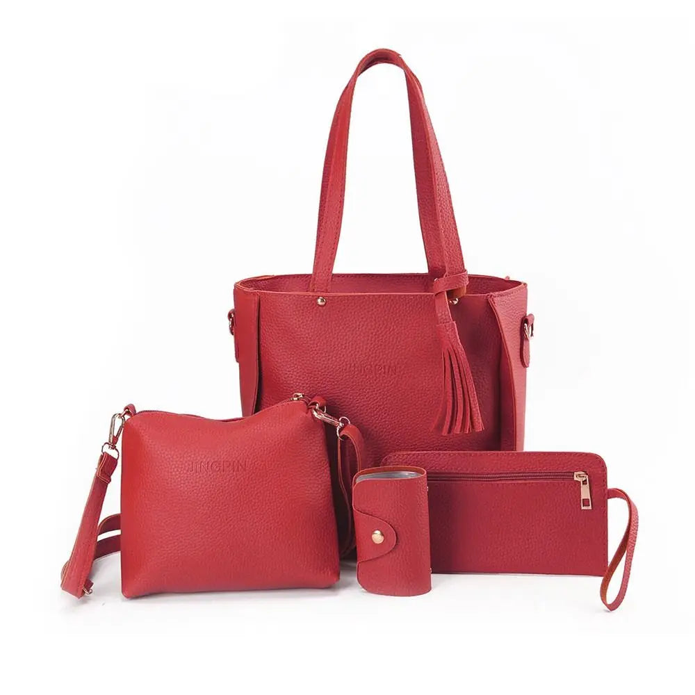 Conjunto Padrão Couro Bolsas de Ombro Bolsa Senhoras