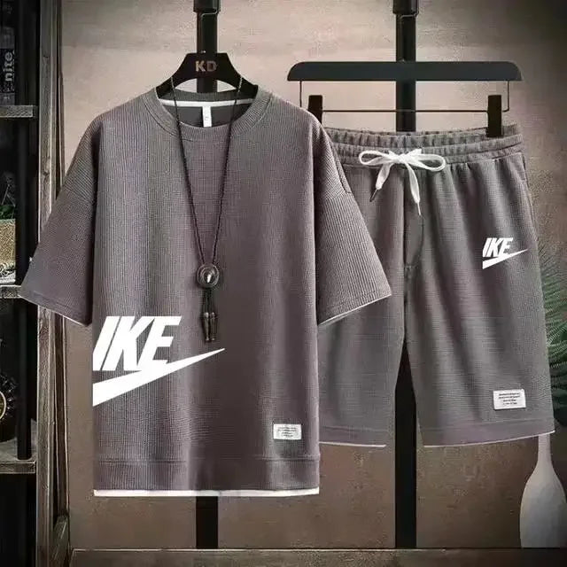 Verão moda masculina respirável basquete fitness lazer esportes terno manga