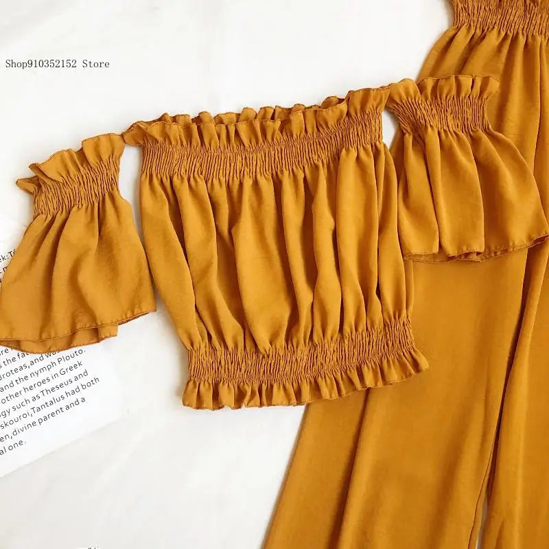 Conjunto Feminino de Verão | Blusa Casual Ombro a Ombro