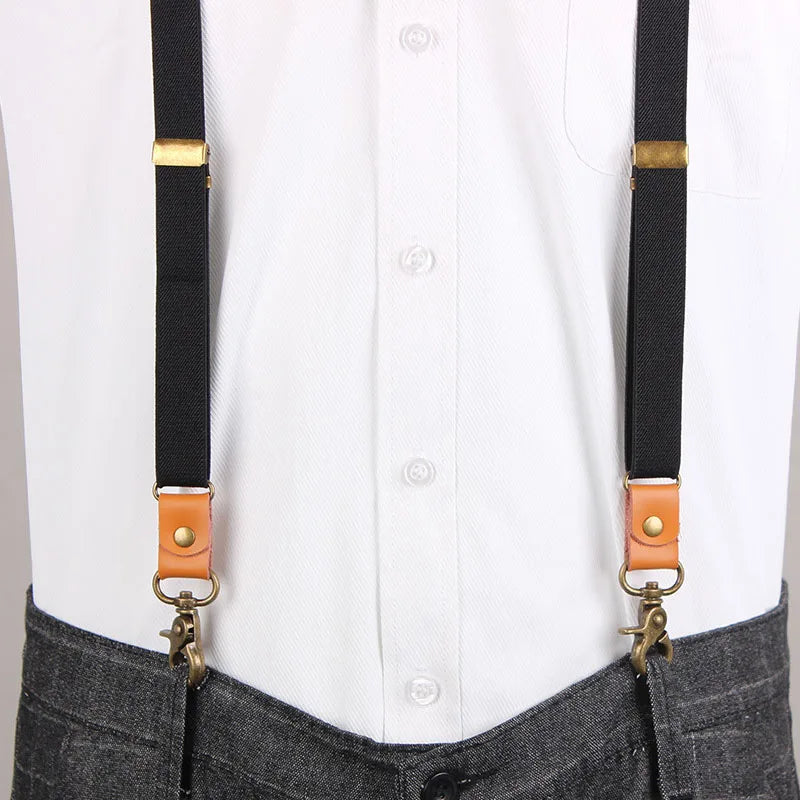 Suspensórios listrados vintage masculinos Y Back 3