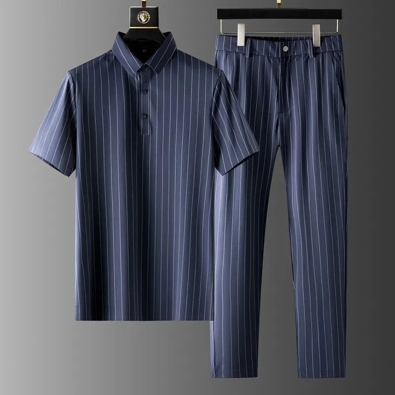erno Masculino Casual Relaxado Confortável Respirável Alta Qualidade Plus Size Conjunto de Duas Peças