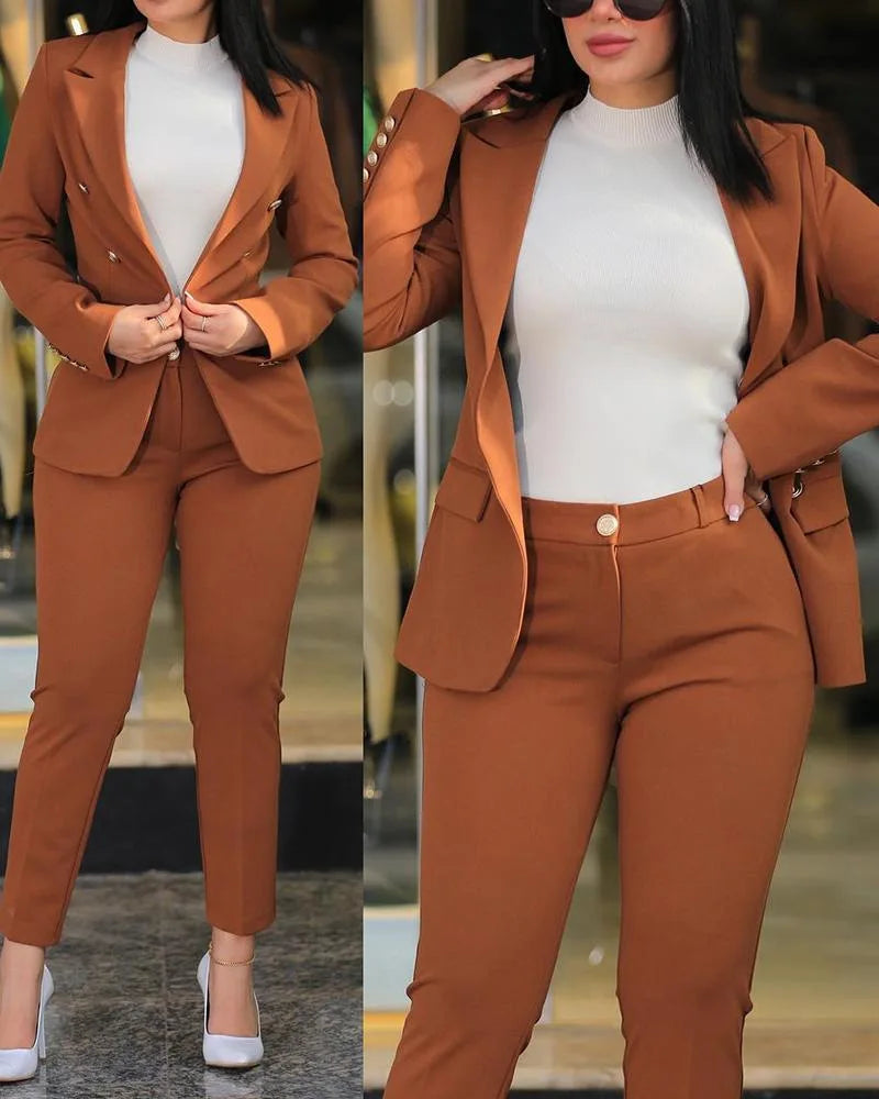 Conjunto de roupas de escritório feminino 2 peças
