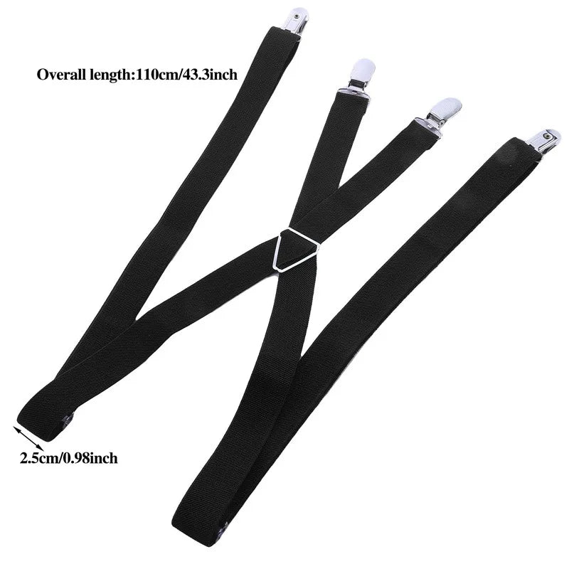 Suspenders Men Adjustable Elastic X Back Pants Women Suspender for Trousers 2.5CM Width 4 Clips Adjustable Elastic Back Braces