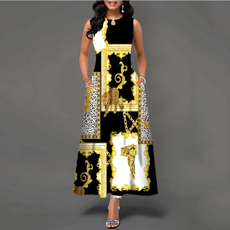 Novo vestido longo casual
