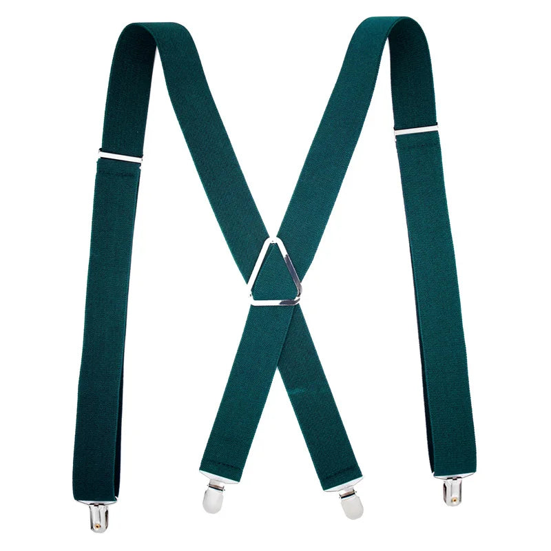 Suspenders Men Adjustable Elastic X Back Pants Women Suspender for Trousers 2.5CM Width 4 Clips Adjustable Elastic Back Braces