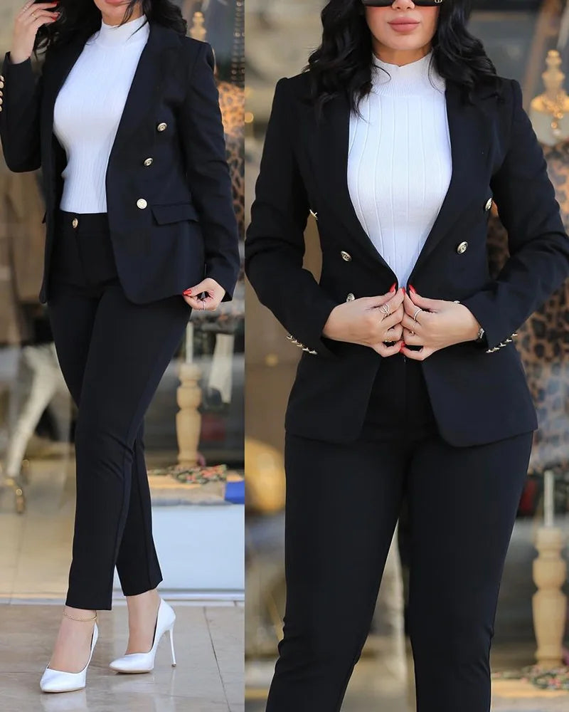 Conjunto de roupas de escritório feminino 2 peças