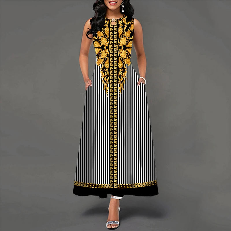 Novo vestido longo casual