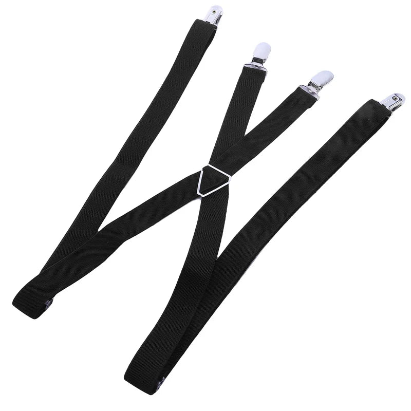 Suspenders Men Adjustable Elastic X Back Pants Women Suspender for Trousers 2.5CM Width 4 Clips Adjustable Elastic Back Braces