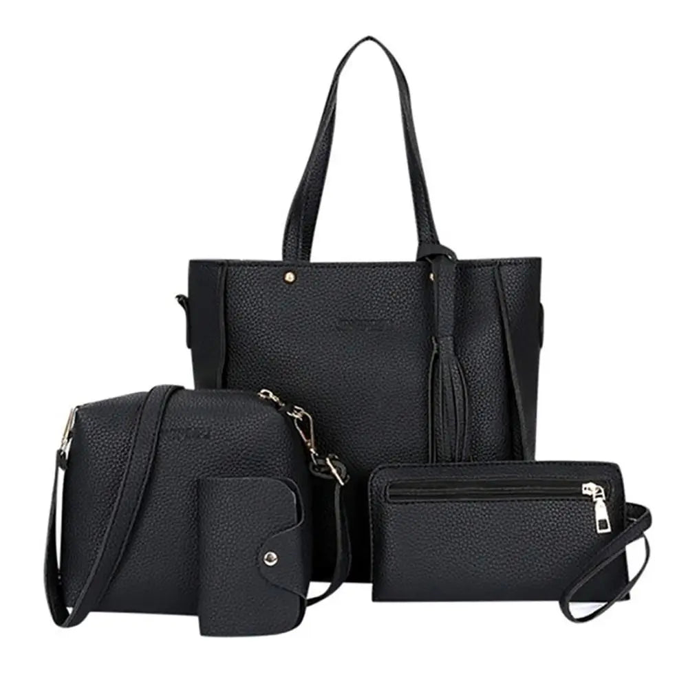 Conjunto Padrão Couro Bolsas de Ombro Bolsa Senhoras